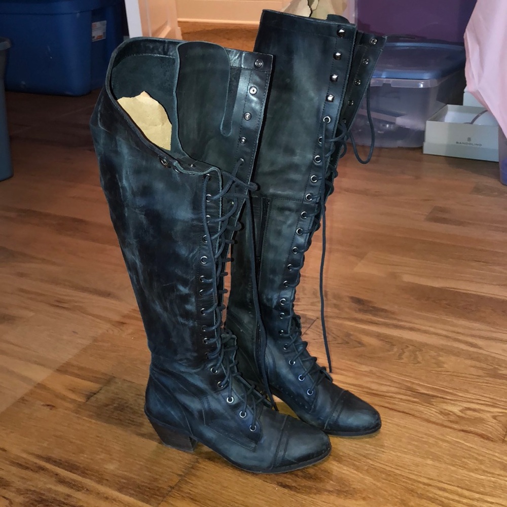 Free People Over Knee Laced Boots